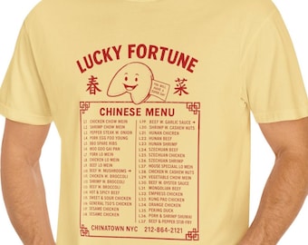 Chinese Food T Shirt Fortune Cookie Shirt Foodie Shirt Cool Retro Comfort Colors® Graphic Tee Chinese Take Out Menu Sriracha Ramen Noodles