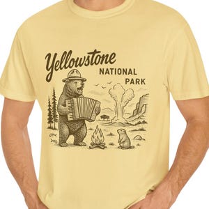 Yellowstone T-shirt grappig vintage nationaal park Comfort Colors®-shirt voor mannen vrouwen Cool schattige beer grafische shirts Wyoming wandelen camping T-shirt