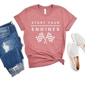 Start your engines unisex tshirt, checkered flag, fast cars shirt, beer shirt, raceday shirt, race day shirt, carb day, racing shirt
