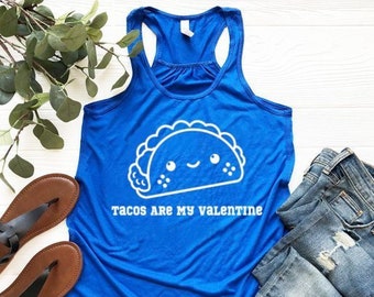 triblend women's gym tank. Tank Top - Tacos Are My Valentine