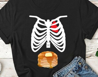 Pancake Candy Skeleton Rib Cage Kids Halloween Costumes T Shirt Halloween Costume Funny T-shirt Youth Tee Halloween Costume Baby