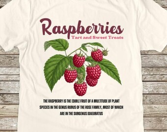 Retro frambozen commercieel grafisch shirt, vintage framboos T-shirt, uniseks katoenen T-shirt, y2k stijl T-shirt, cool cadeau voor hem en haar