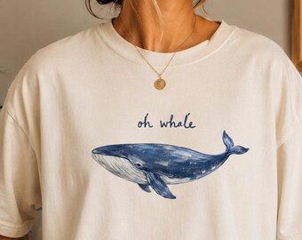 Minimalist Beach Shirt, Funny Meme Shirt, Oh Whale Shirt, Summer Aesthetic, Oversize, Womens, Mens, Unisex Comfort Colors T-shirt