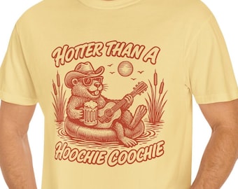 Hoochie Coochie Shirt Hotter Than A Hoochie Coochie T Shirt 90s Country Music Shirt for Women Ladies Cute Beaver Shirt Beach Summer Theme