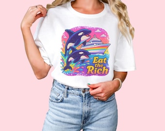 Eat the Rich Shirt, Eat the Rich Sweatshirt, Anti Trump Anti Elon Shirt, Tax the Rich, 90s Retro Shirt, Orca Yacht Shirt, Protest Shirt
