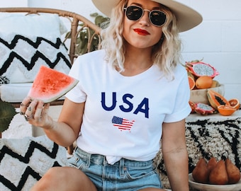 4th of July Womens Shirt, American Flag Tee, Usa Shirt, Fourth of July Shirt for women, America Shirt, plus size