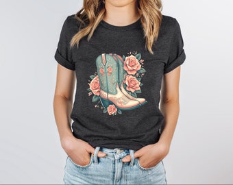 Cowgirl Boots Shirt, Country Concert Tee, Western Graphic Tee for Women, Cute Country Shirts, Cowgirl Shirt, Western Farm shirt Horse
