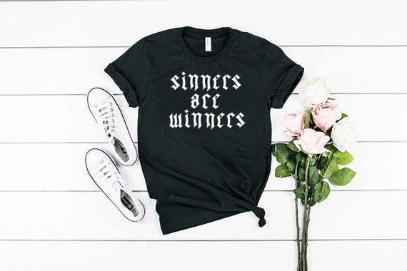 Sinners Are Winners Shirt Pastel Goth Shirt Goth Gift Aesthetic Shirt Grunge Shirt Unisex Jersey Short Sleeve Tee