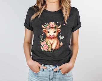 Highland Cow Shirt, Western Shirt, Country Shirt, Cow T-shirt, Farm Shirt, Country Music, Cowgirl Shirt, Southern Shirt Rodeo Shirt Boho Tee