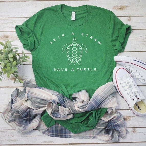 Skip A Straw Save A Turtle Graphic Turquoise T-Shirt Skip A Straw Save A Turtle Graphic Turquoise T-Shirt