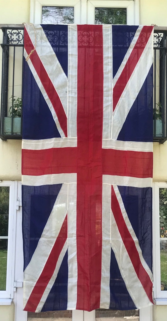 Large Vintage Union Jack Flag Panel Stitched 9 X 46 Etsy