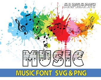 Music font Music font svg Music alphabet svg Music letters svg Music font vector Notes font svg Notes font svg file Music font cut cricut