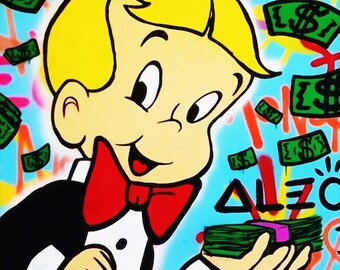 24x24 inches alec monopoly raining money hd print on canvas large wall picture - fortnite raining money