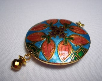 Emaille Cloisonne Perle Anhänger hohl groß und leicht 4 cm groß