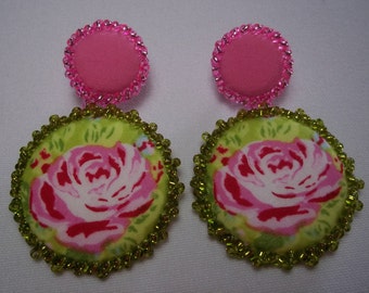 Ohrschmuck groß leicht Kreise Rose Pink Limone statement colour blocking