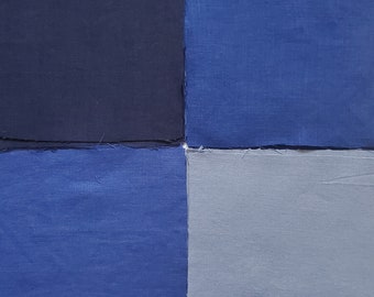 CLEAROUT: Linen Fabric Scraps | 24 100% Linen in Only Blues | Pojagi, Quilting, Slow Stitch, Fabric Scraps | Navy Blue Linen | Indigo Linen