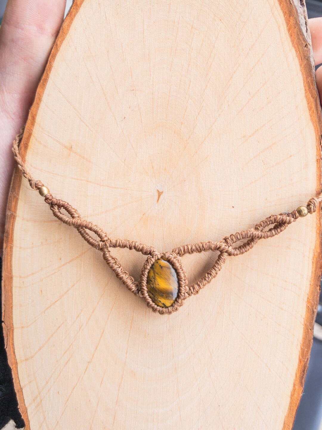 Inilbran Tigerauge Halskette - Boho Choker Mit Natürlichem Edelstein & Lederband