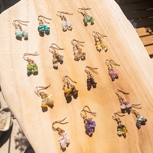 Gemstone earrings - slivers - gold - colorful - earrings