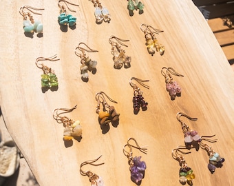 Gemstone Earrings - Splinters - Gold - Colorful - Earrings