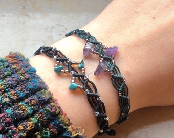 Colorful friendship bracelet with precious stones