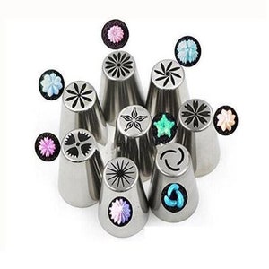 Icing Tips Set Piping Nozzles Stainless Steel Russian Decorating Tips 8 pcs Cake Decorating Tools Cake decoration Buttercream Flowers