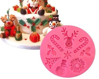 Mini moule en silicone en forme de Noël, moule à fondant, outils de décoration de gâteau, idées cadeaux de Noël, décoration de gâteau, décoration de fondant de Noël