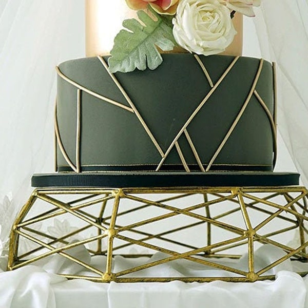 Gold Geometric Shape Cake Stand Vintage Gold Cake Stand Vintage Gold Cake Tray Dessert Display Cake Shop Display Wedding Cake Christmas