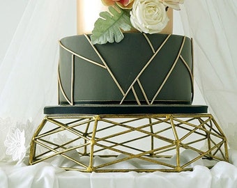 Gold Geometric Shape Cake Stand Vintage Gold Cake Stand Vintage Gold Cake Tray Dessert Display Cake Shop Display Wedding Cake Christmas