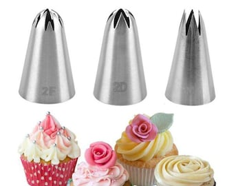 Large piping tips for cupcake and cake decorating, 3 pieces set or 5 pies set