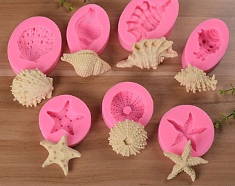 Sea shells Silicone mold Star fish mold Sea urchin silicone mold Fondant molds Cake decorating tools