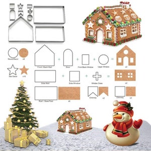 Christmas Gingerbread House Cutters 10 pcs Stainless steel cutters Cookie Cutters Christmas Cookies