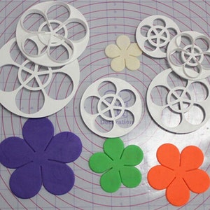 Rose Cutters Flower Cutter Fondant Roses 6 Pieces Set Plastic Fondant ...