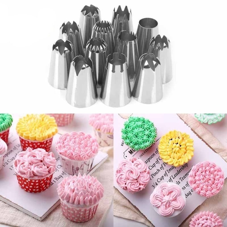 Large Icing Tips 12 Pcs Set Icing Nozzles Russian Nozzles Set Etsy