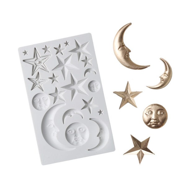 Moon And Star Fondant Silicone Mold Cake Decorating Tools Cake Mold Fondant Mold Stars Moon Mold Cake Decoration Birthday Cake Decoration