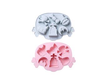 Molde de silicona para Halloween, molde para calabaza, lápida, fantasma, luna, molde para chocolate, molde para hornear, molde para mousse, postre, herramientas para decorar pasteles Hall