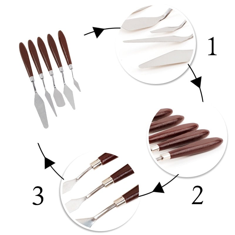 Set Di 3 Spatole Per Tarte In Acciaio Inox Con Bordi Texturizzati - Raschietto Pettine Per Decorazione Di Torte - 4