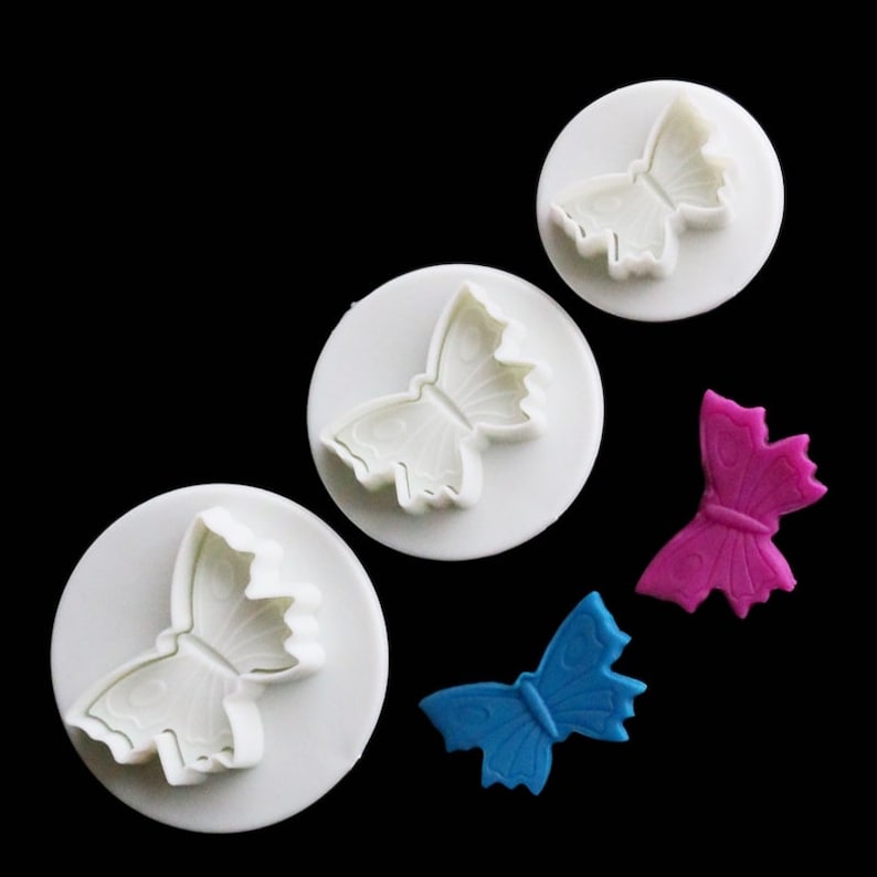 Fondant Cookie Cutter Butterfly Plunger Cutters Set Cake Etsy
