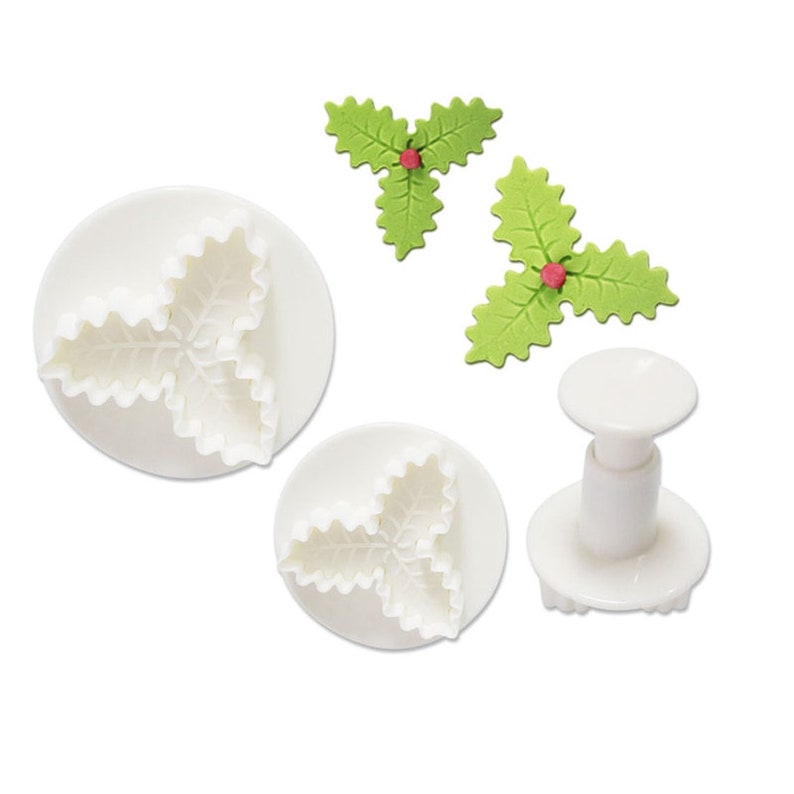 Christmas Holly Leaf Plunger Cutter Set Holly Leaves Fondant Cutter