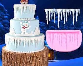 Icicle Border Cake Decoration Silicone Mold Fondant Mold Christmas Mold Winter Wedding Cake Mold Frozen Mold Cake Decorating tools