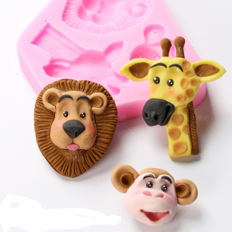 Silicone Mold Jungle Animals Giraffe Lion Monkey Mold Etsy