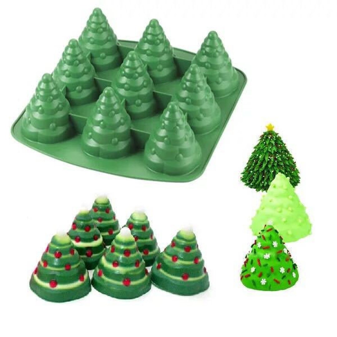 Fondant Molds for Cake Decorating Christmas, 3D Christmas Tree House  Silicone Baking Mold Chocolate Candy Mold, Cookie Mold, Cake Border,  Cupcake