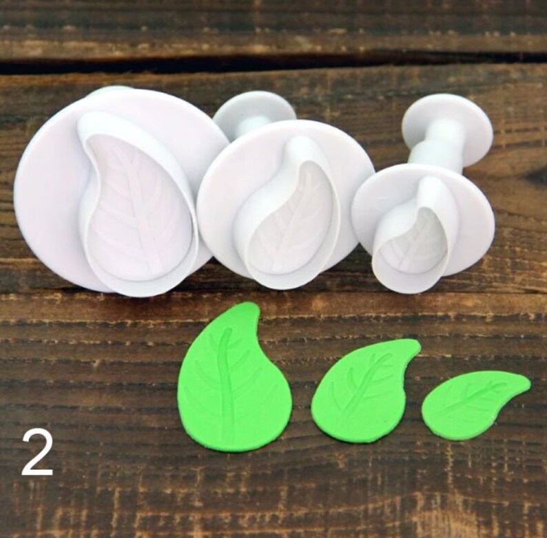 4 Different Leaves Cutters, Rose Leaves Cutters, Holly Leaves Cutters, Fondant Cutters, Cake
