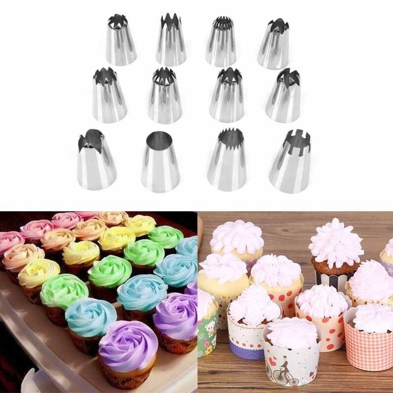 Large Icing Tips 12 Pcs Set Icing Nozzles Russian Nozzles Set Etsy