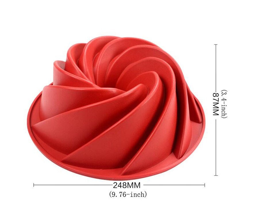 Jx-lclyl 1pc Swirl Bundt Cake Pan Chocolate Pastry Silicone Mold