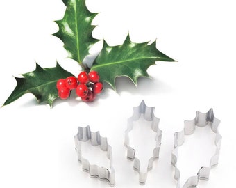 Christmas Holly Leaves Stainless Steel Cookie Cutter Baking Cake Decorating  Tools Cupcake Fondant Tools  3 Pieces Set Cake Decoration