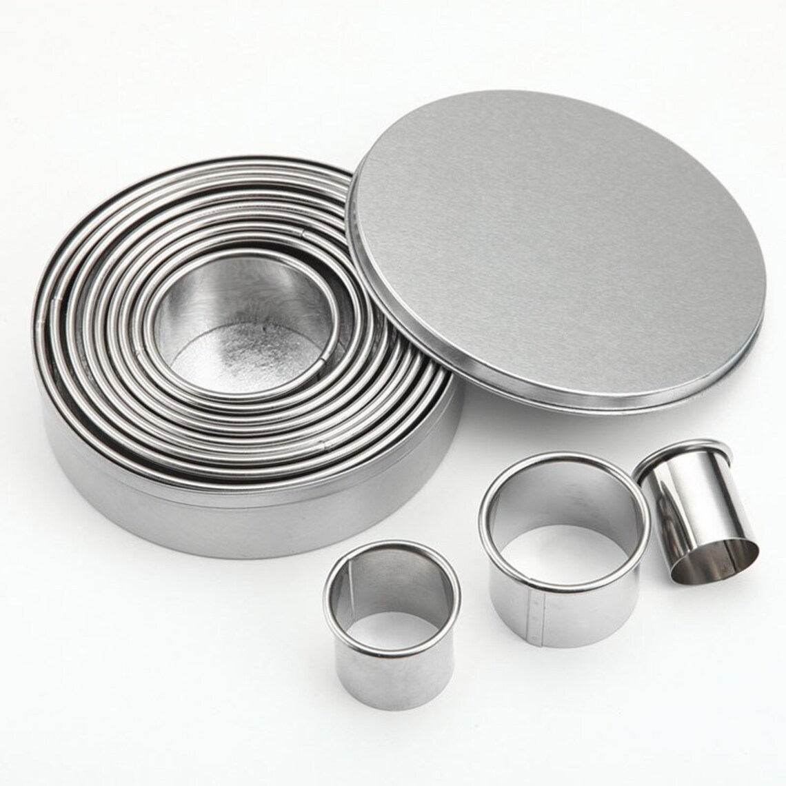 Round Cutters Set of 12 Stainless Steel Cake Decorating Tools Fondant ...