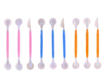 Juego de herramientas para modelar fondant, 3 piezas, juego de 6 patrones, herramienta para decorar pasteles, herramienta para estampar