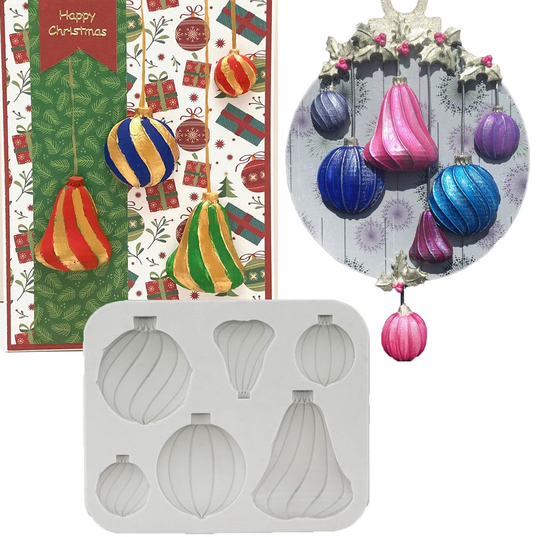 Christmas Ornaments Silicone Mold, Fondant Mold, Christmas Swirl Ball