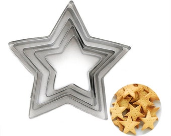 Star Cookie Cutter 5 pieces set Stainless Steel Cookie Cutters Fondant Cutter Star Shaped Cutters Cake Decorating Tools Cake decoration Star