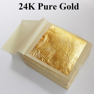 Edible Gold Leaf 24K Gold Leaf Sheets Edible Gold Foil Cake Decoration Cupcake Decoration Desserts Decorating